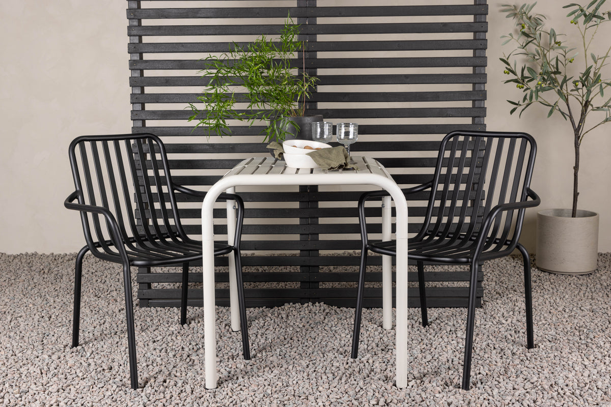Cafe Table 70 x 70 Beige + Dining Chair 2-pack Black
