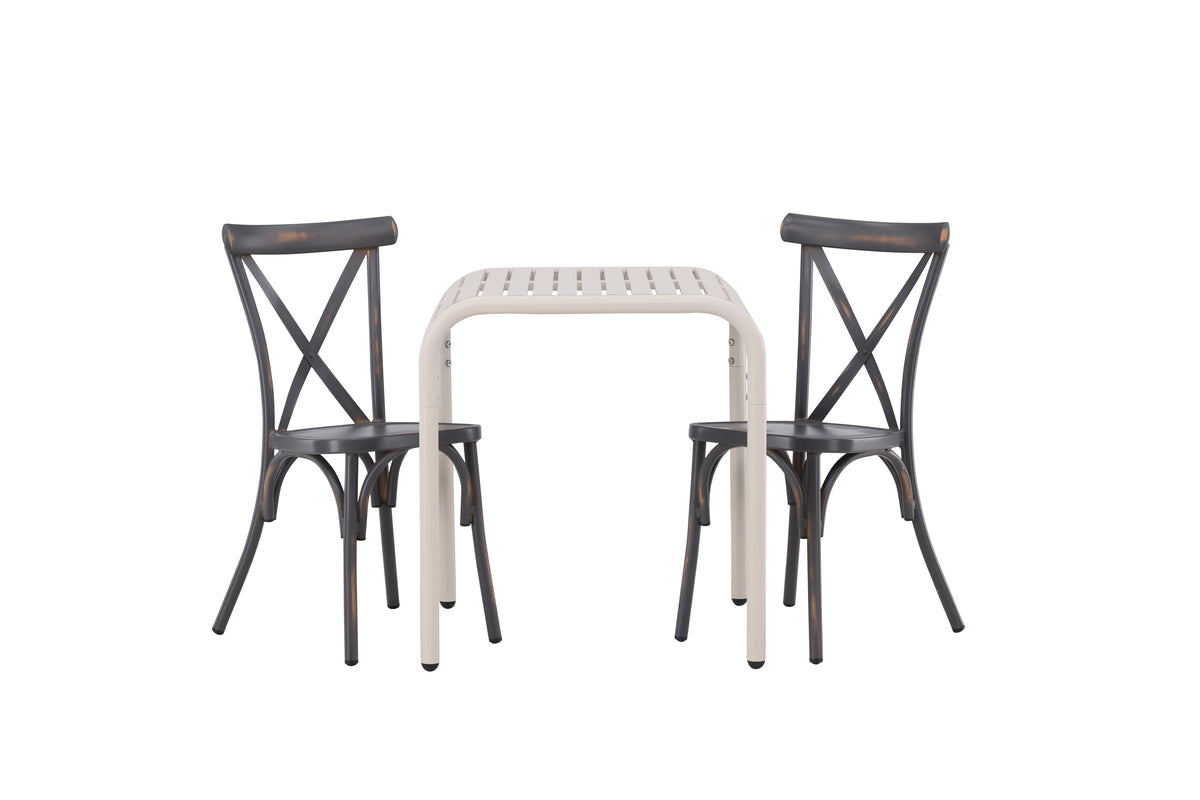 Cafe Table 70 x 70 Beige + Dining Chair 2-pack Dark Grey