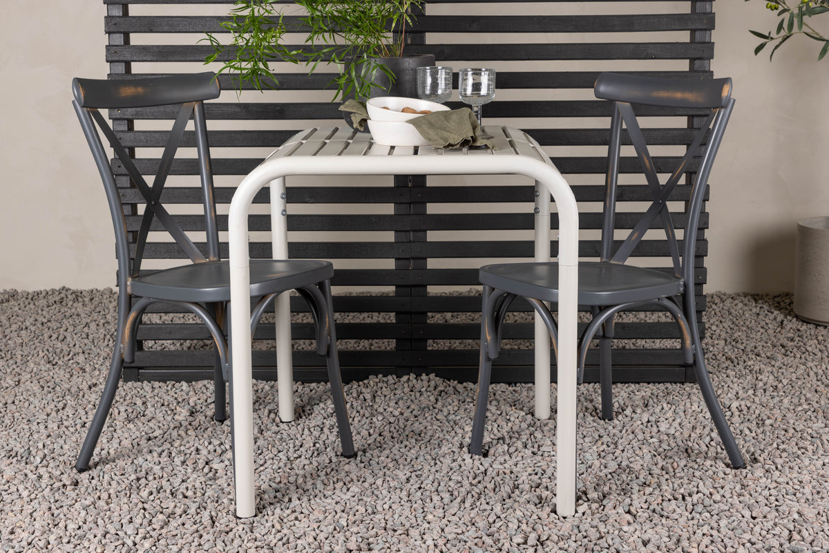 Cafe Table 70 x 70 Beige + Dining Chair 2-pack Dark Grey