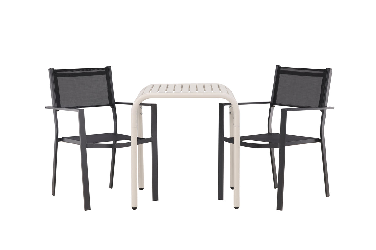 Dining Chair 2-pack Black + Cafe Table 70 x 70 Beige