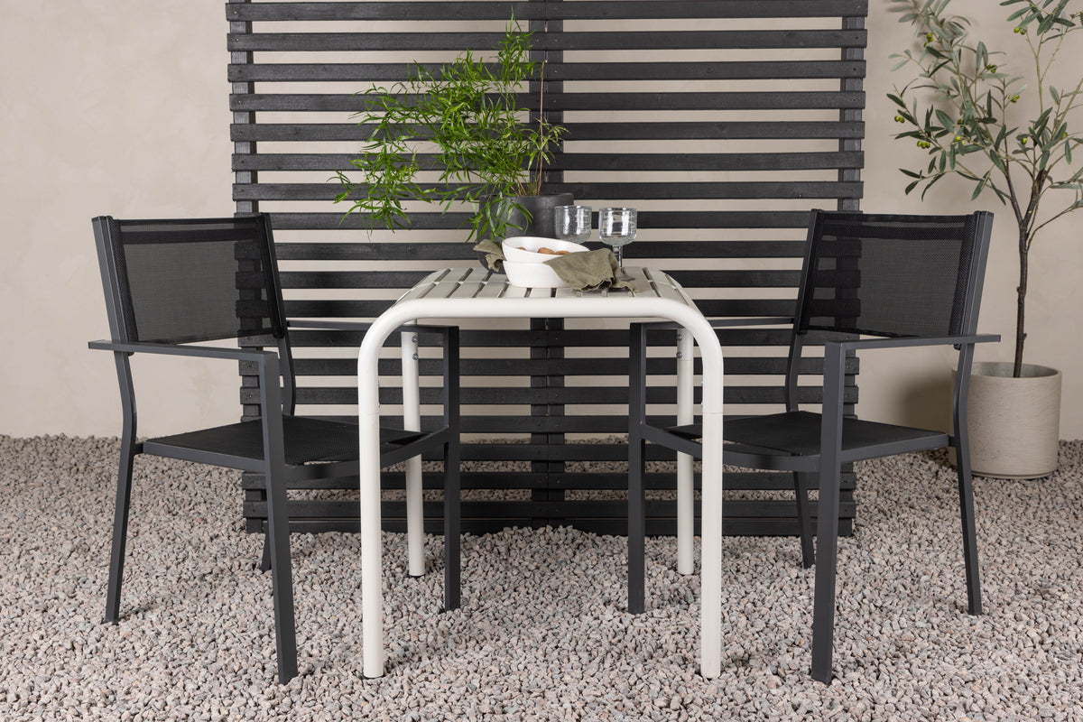 Dining Chair 2-pack Black + Cafe Table 70 x 70 Beige