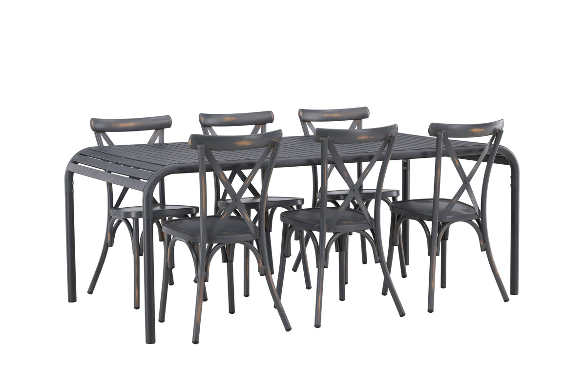 Rectangular Dining Table 100 x 200 Antracit + Dining Chair 2-pack Dark Grey