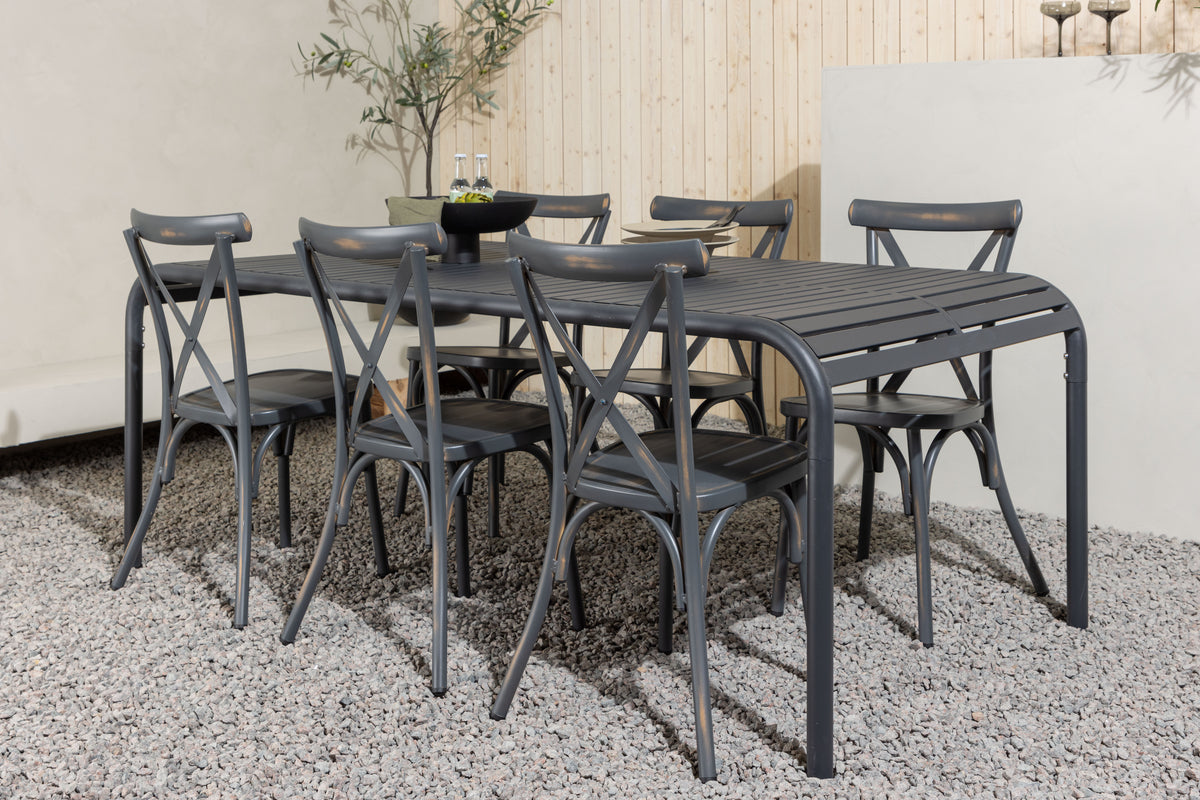 Rectangular Dining Table 100 x 200 Antracit + Dining Chair 2-pack Dark Grey