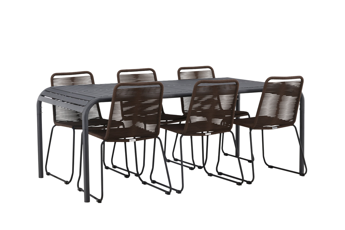 Rectangular Dining Table 100 x 200 Antracit + Dining Chair 2-pack Brown