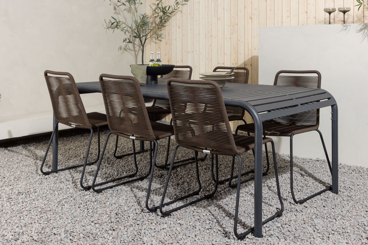 Rectangular Dining Table 100 x 200 Antracit + Dining Chair 2-pack Brown