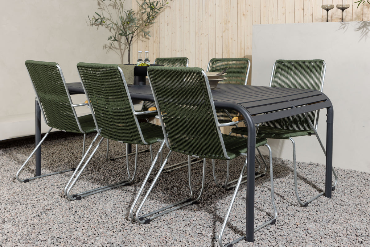 Rectangular Dining Table 100 x 200 Antracit + Dining Chair 2-pack Green