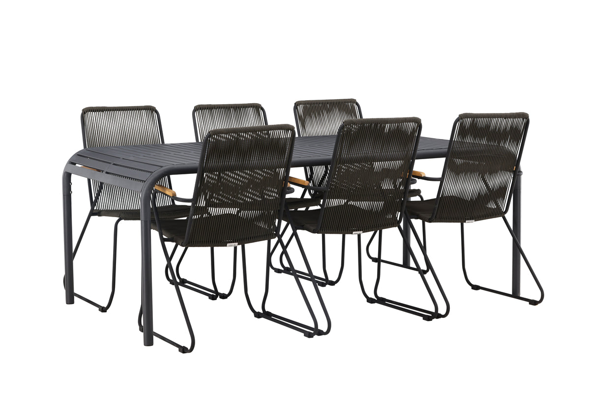 Rectangular Dining Table 100 x 200 Antracit + Dining Chair 2-pack Dark Grey
