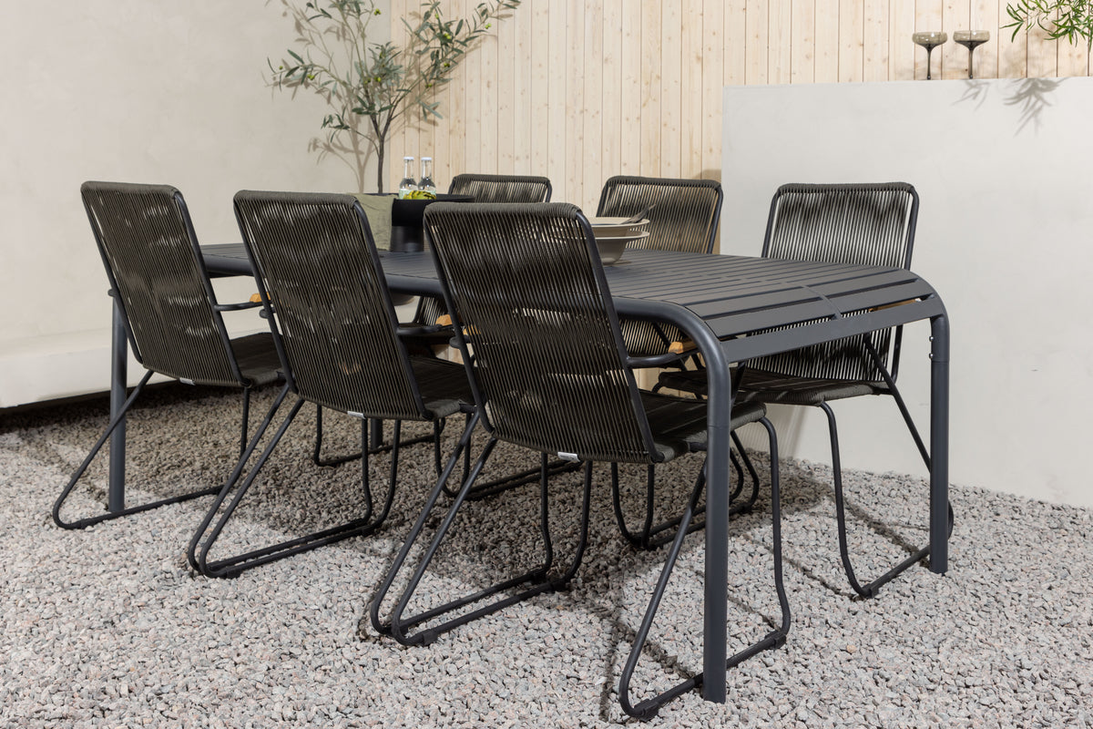 Rectangular Dining Table 100 x 200 Antracit + Dining Chair 2-pack Dark Grey
