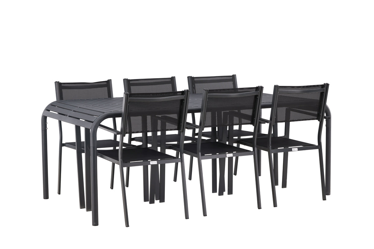 Dining Chair 2-pack Black + Rectangular Dining Table 100 x 200 Antracit