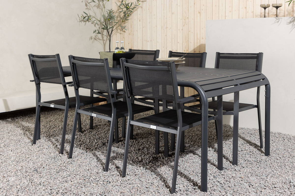 Dining Chair 2-pack Black + Rectangular Dining Table 100 x 200 Antracit