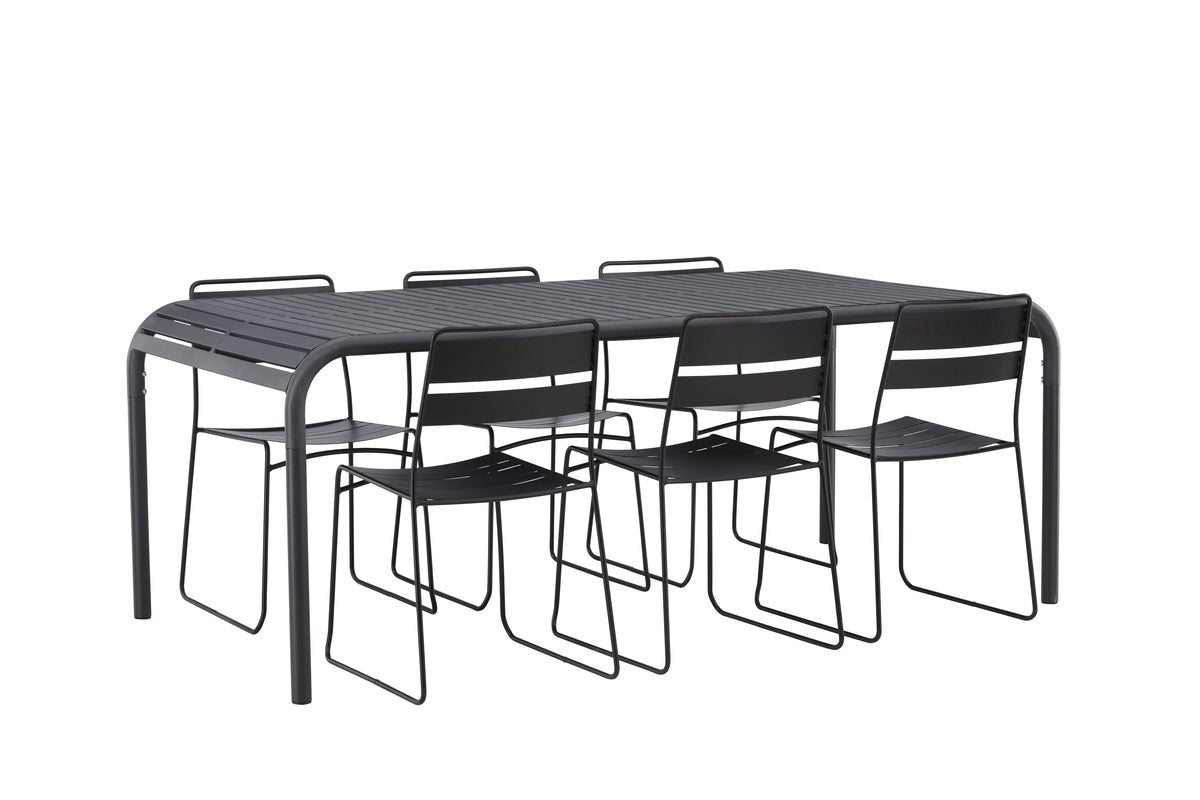 Dining Chair 2-pack Black + Rectangular Dining Table 100 x 200 Antracit