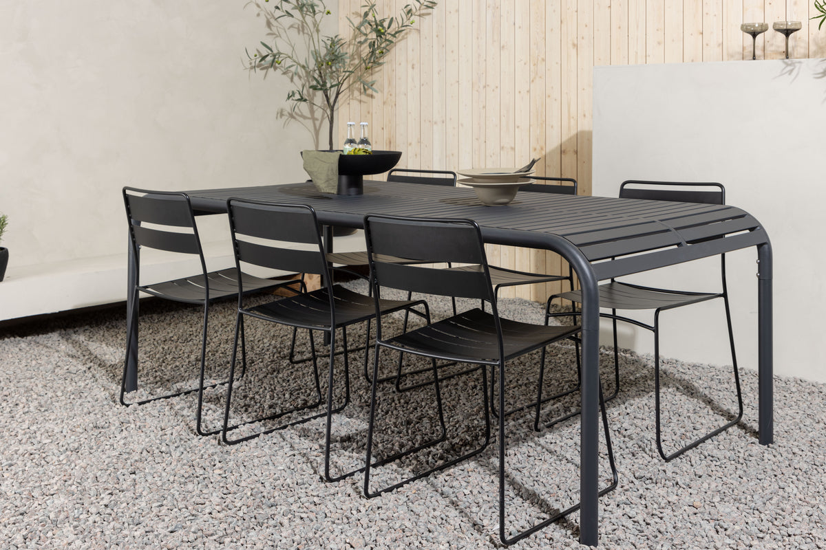 Dining Chair 2-pack Black + Rectangular Dining Table 100 x 200 Antracit