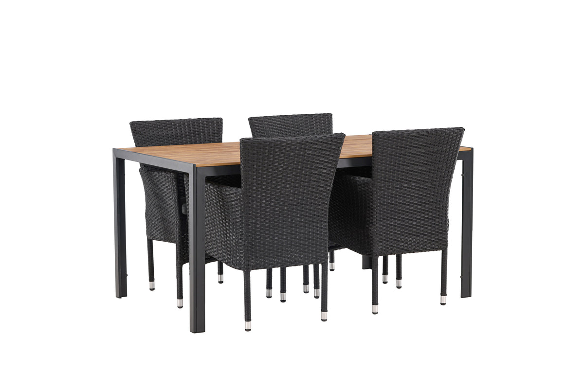 Dining Chair 2-pack Black + Rectangular Dining Table 90 x 150 Black
