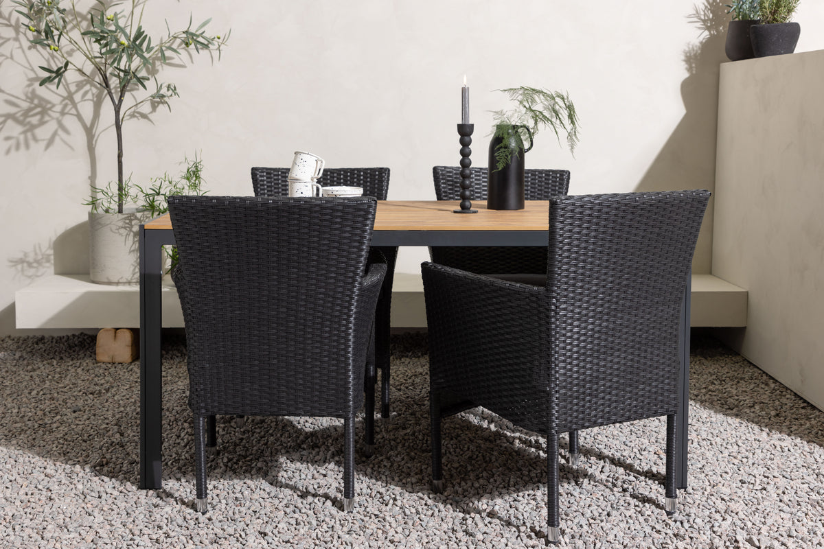 Dining Chair 2-pack Black + Rectangular Dining Table 90 x 150 Black