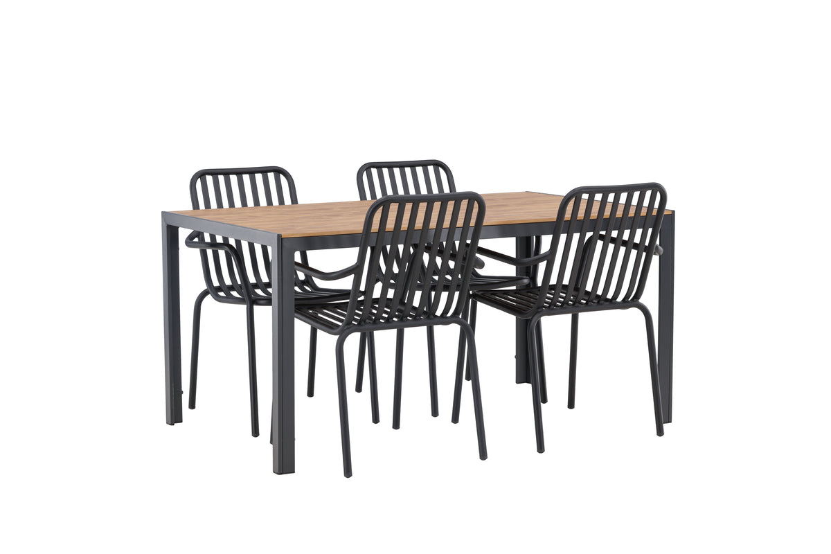 Rectangular Dining Table 90 x 150 Black + Dining Chair 2-pack Black