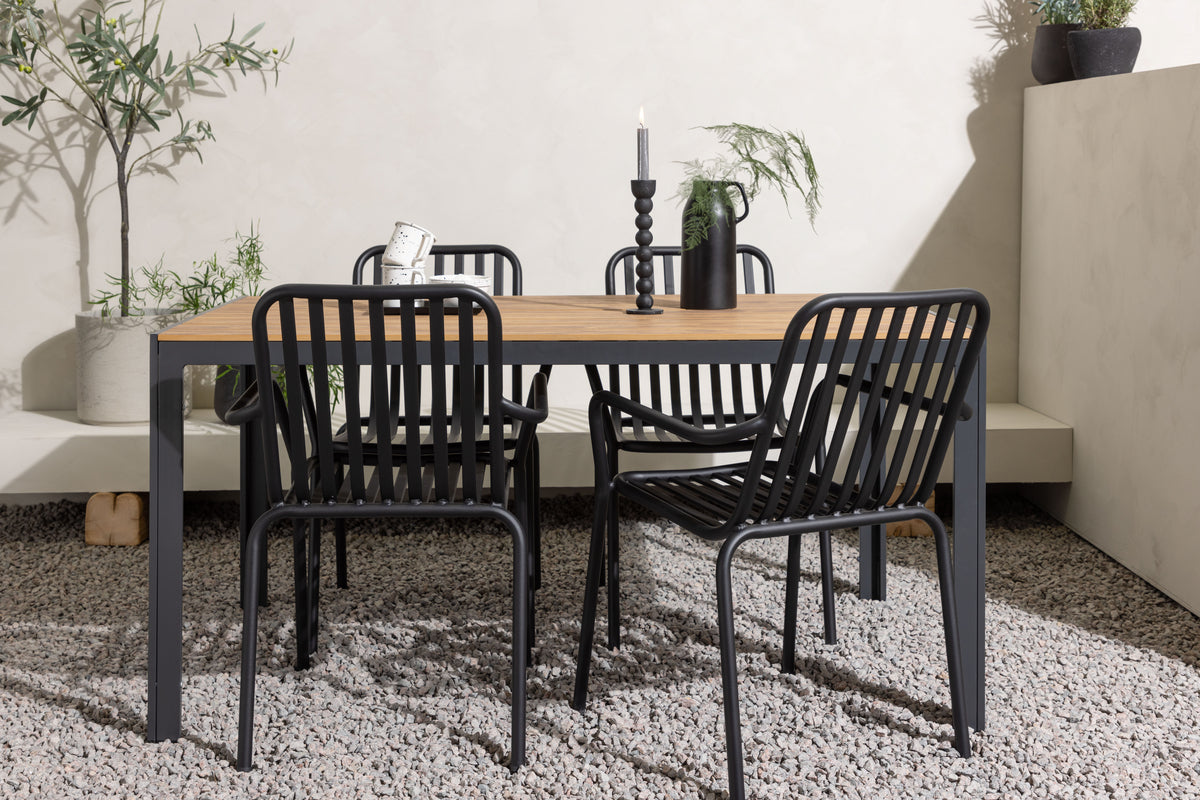Rectangular Dining Table 90 x 150 Black + Dining Chair 2-pack Black