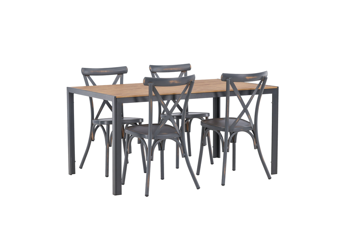 Rectangular Dining Table 90 x 150 Black + Dining Chair 2-pack Dark Grey