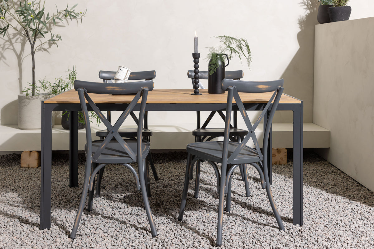 Rectangular Dining Table 90 x 150 Black + Dining Chair 2-pack Dark Grey