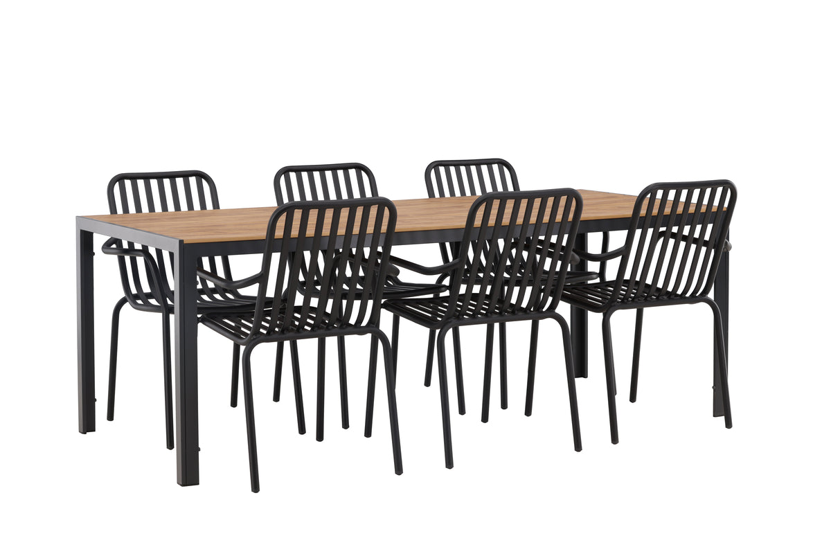 Rectangular Dining Table 90 x 205 Nature + Dining Chair 2-pack Black