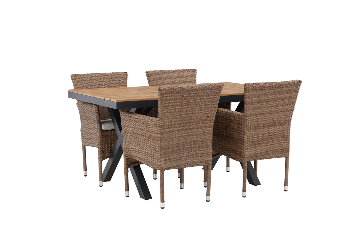 Rectangular Dining Table 90 x 150 Nature + Dining Chair 2-pack Nature