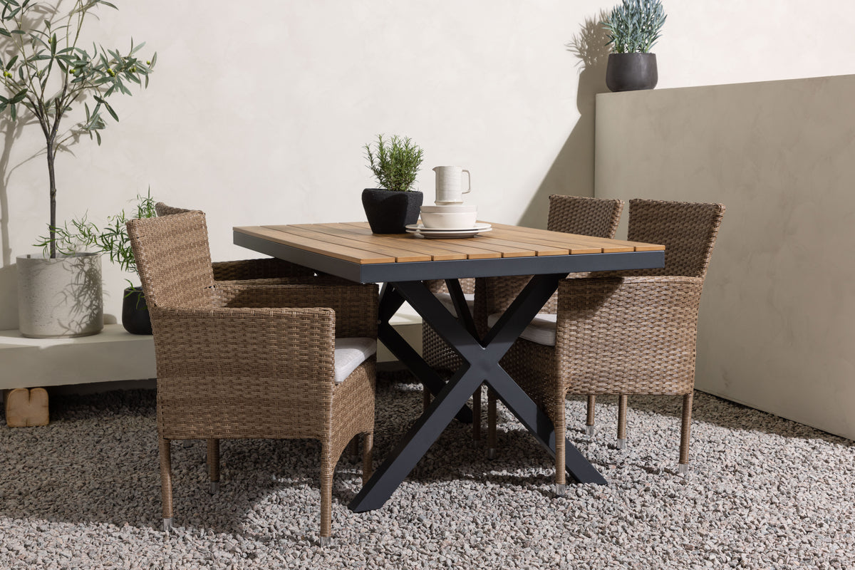 Rectangular Dining Table 90 x 150 Nature + Dining Chair 2-pack Nature