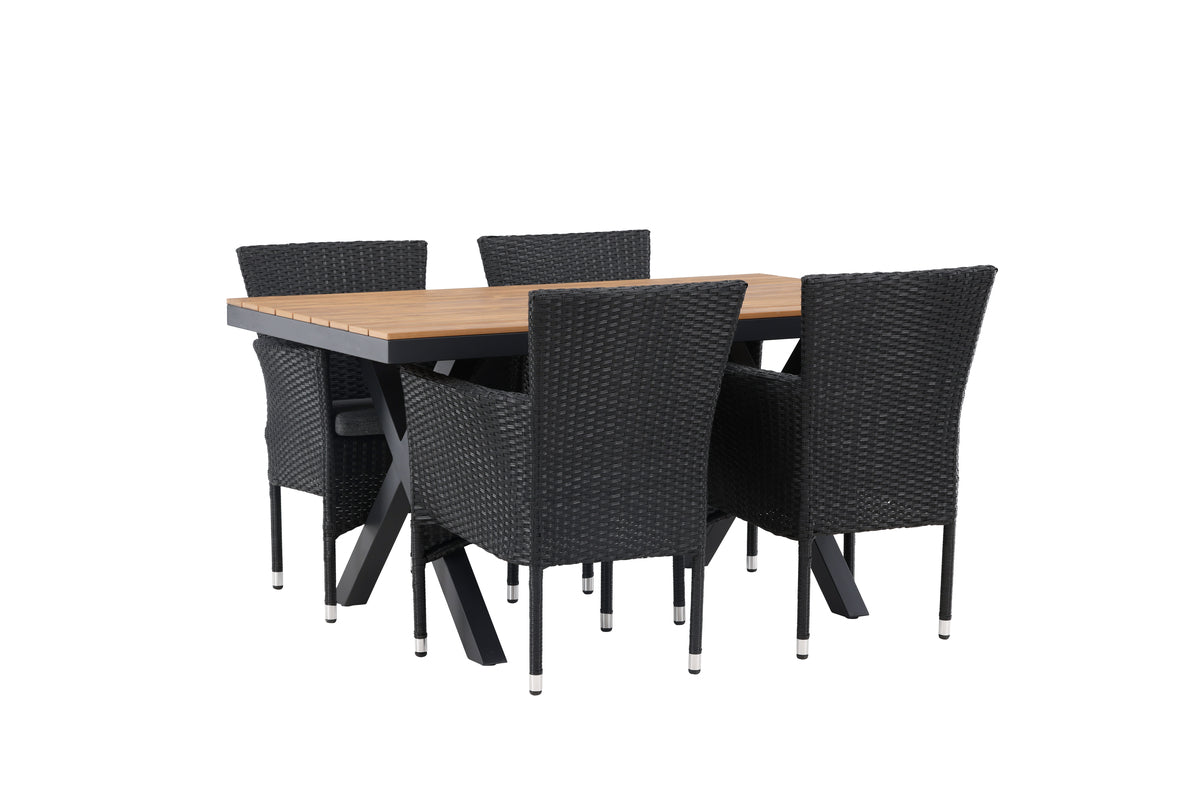 Rectangular Dining Table 90 x 150 Nature + Dining Chair 2-pack Black