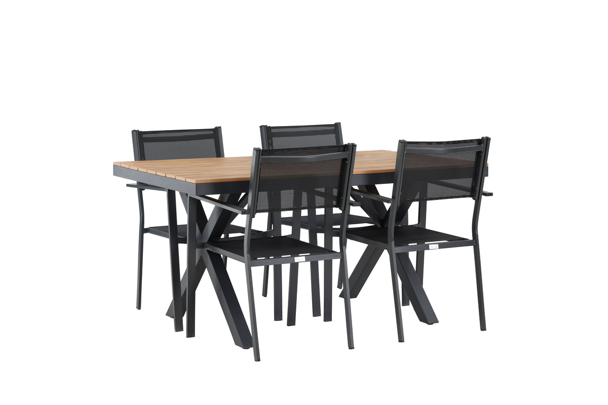 Dining Chair 2-pack Black + Rectangular Dining Table 90 x 150 Nature