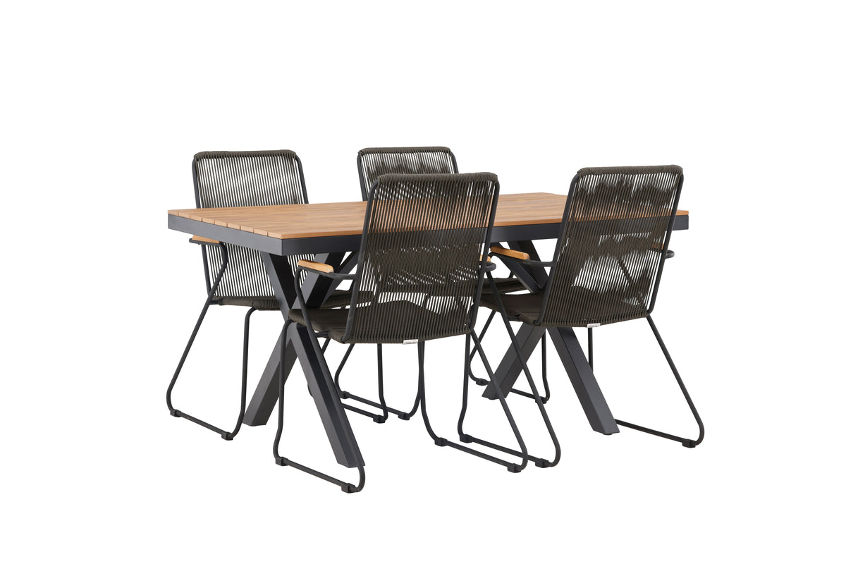 Rectangular Dining Table 90 x 150 Nature + Dining Chair 2-pack Dark Grey