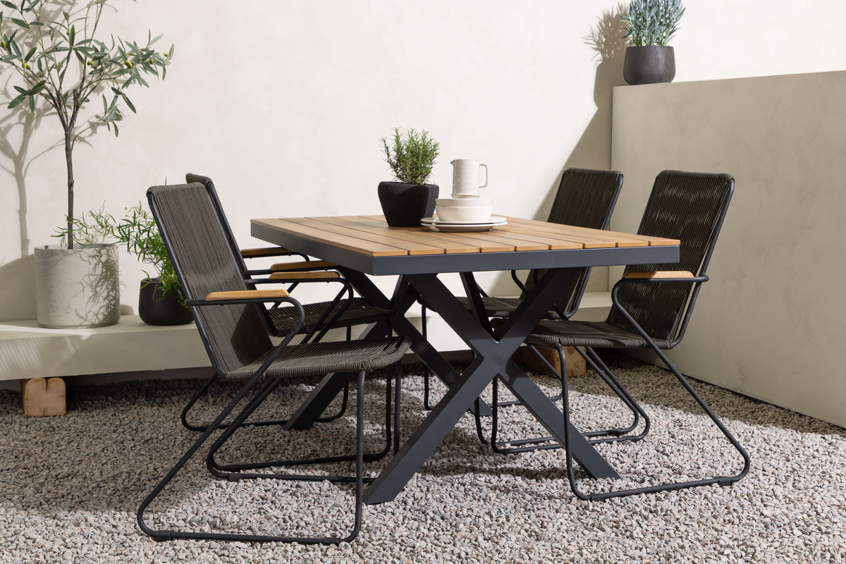 Rectangular Dining Table 90 x 150 Nature + Dining Chair 2-pack Dark Grey