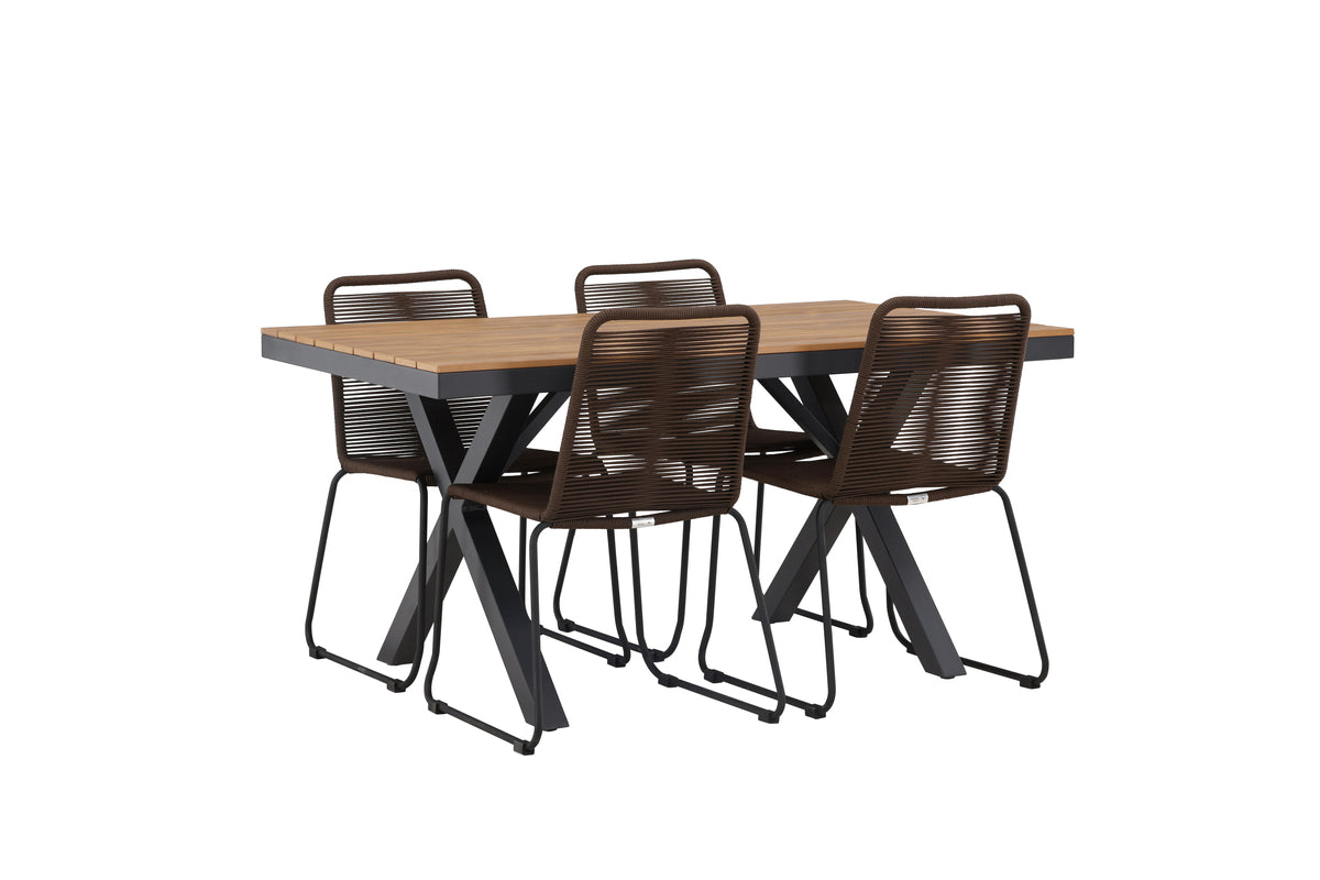 Rectangular Dining Table 90 x 150 Nature + Dining Chair 2-pack Brown