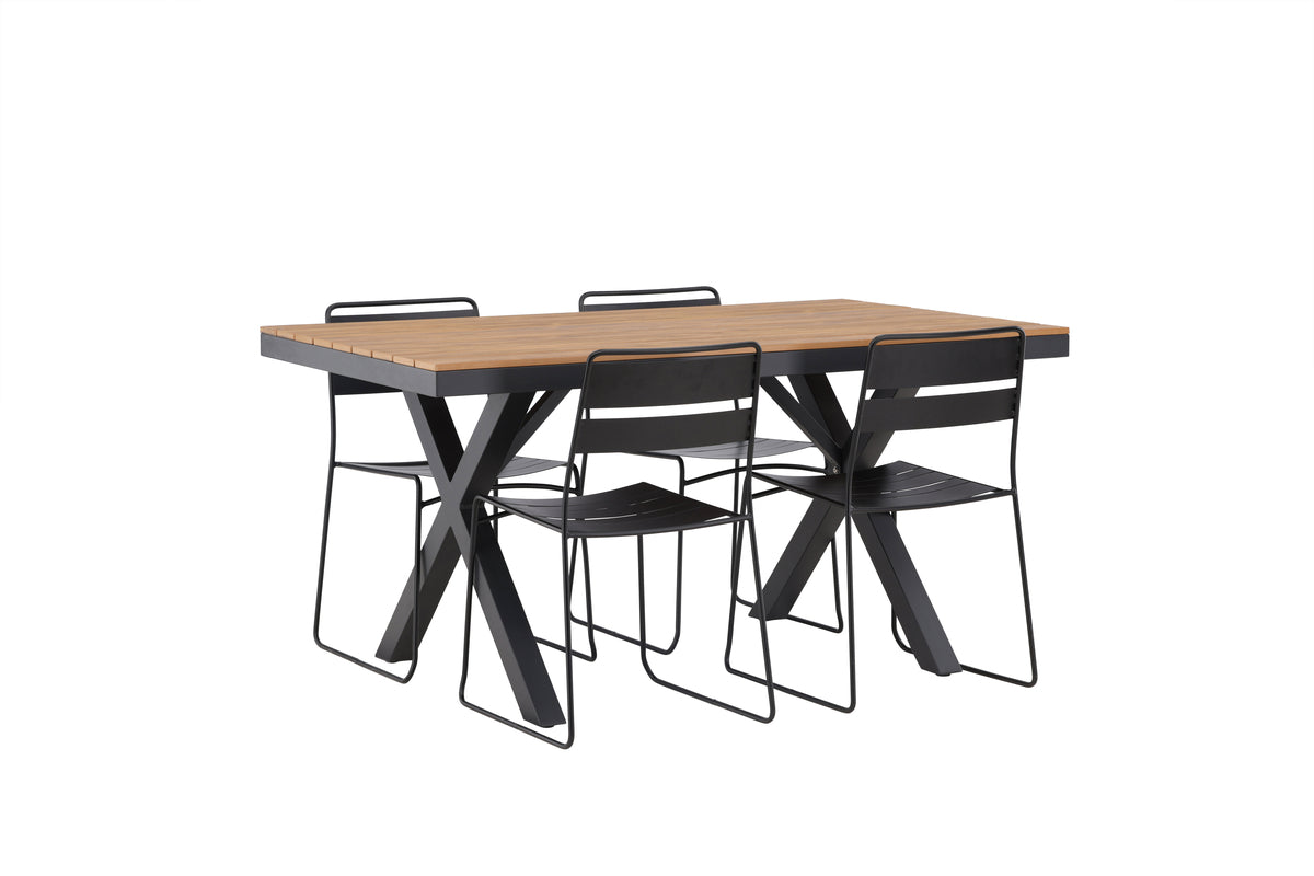 Dining Chair 2-pack Black + Rectangular Dining Table 90 x 150 Nature