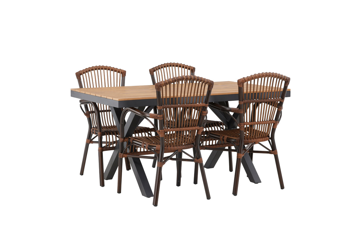 Rectangular Dining Table 90 x 150 Nature + Dining Chair Brown
