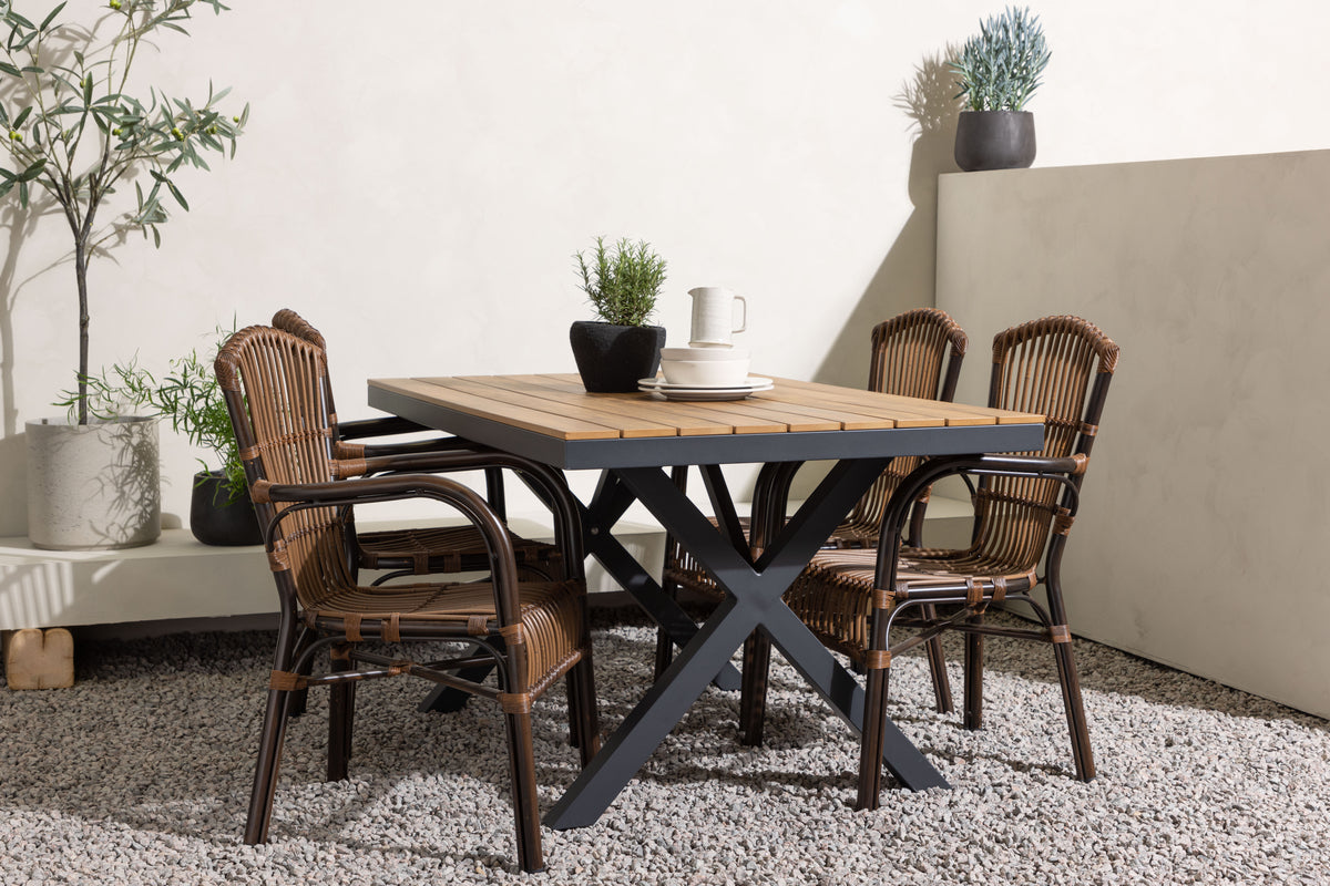 Rectangular Dining Table 90 x 150 Nature + Dining Chair Brown