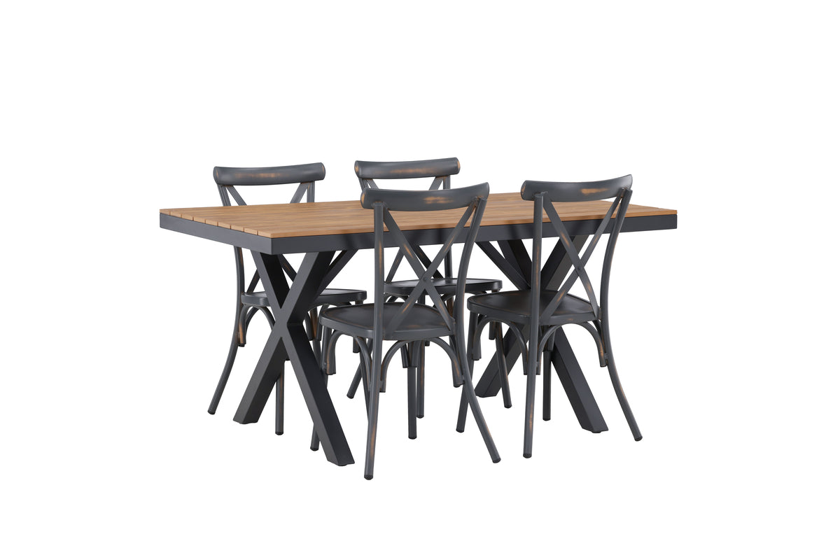 Rectangular Dining Table 90 x 150 Nature + Dining Chair 2-pack Dark Grey
