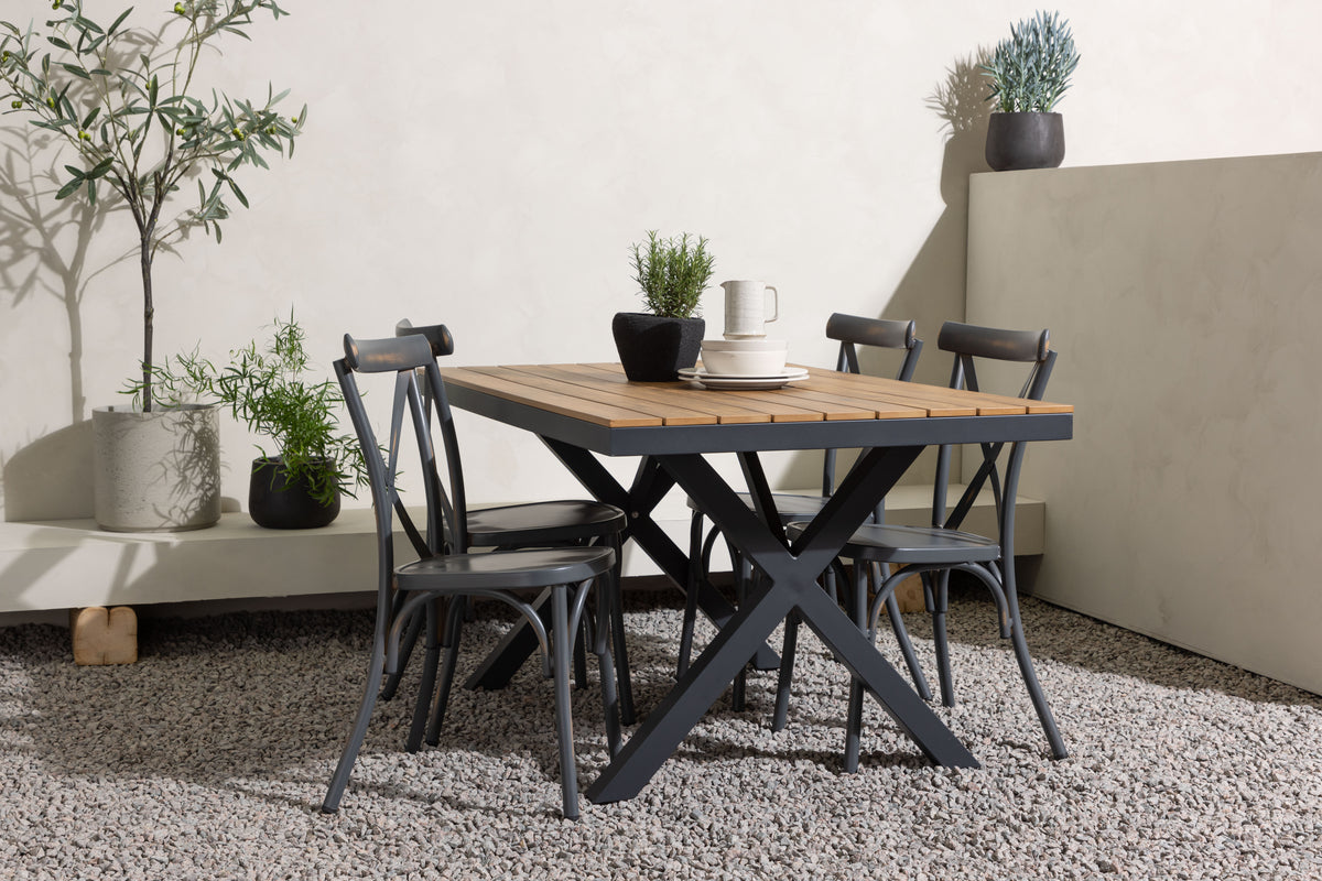 Rectangular Dining Table 90 x 150 Nature + Dining Chair 2-pack Dark Grey