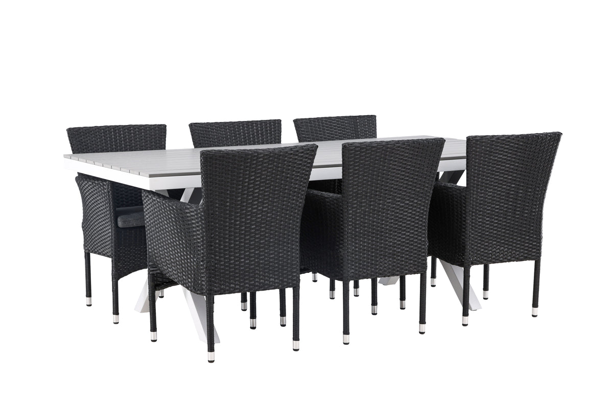Rectangular Dining Table 74 x 200 x 100 Grey + Dining Chair 2-pack Black