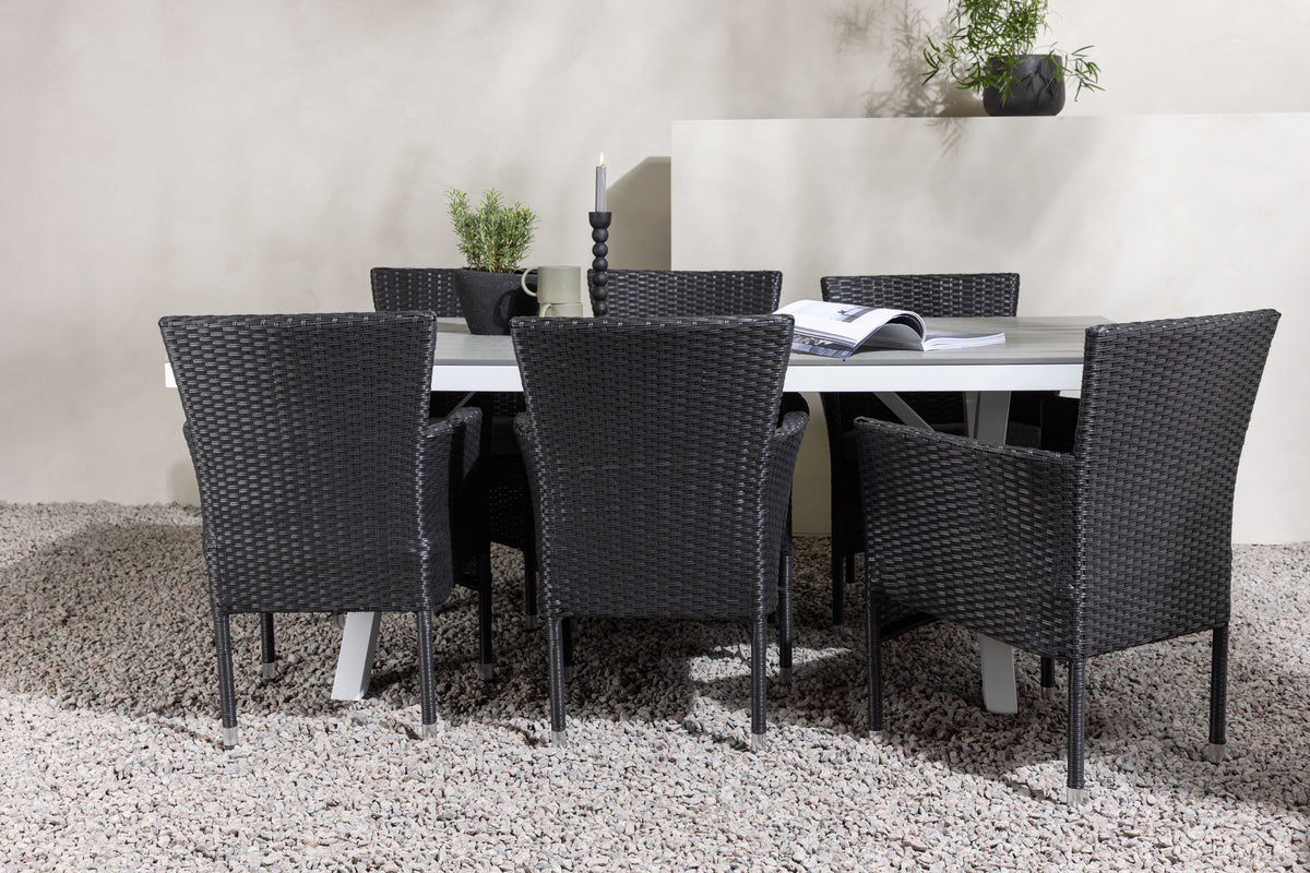 Rectangular Dining Table 74 x 200 x 100 Grey + Dining Chair 2-pack Black
