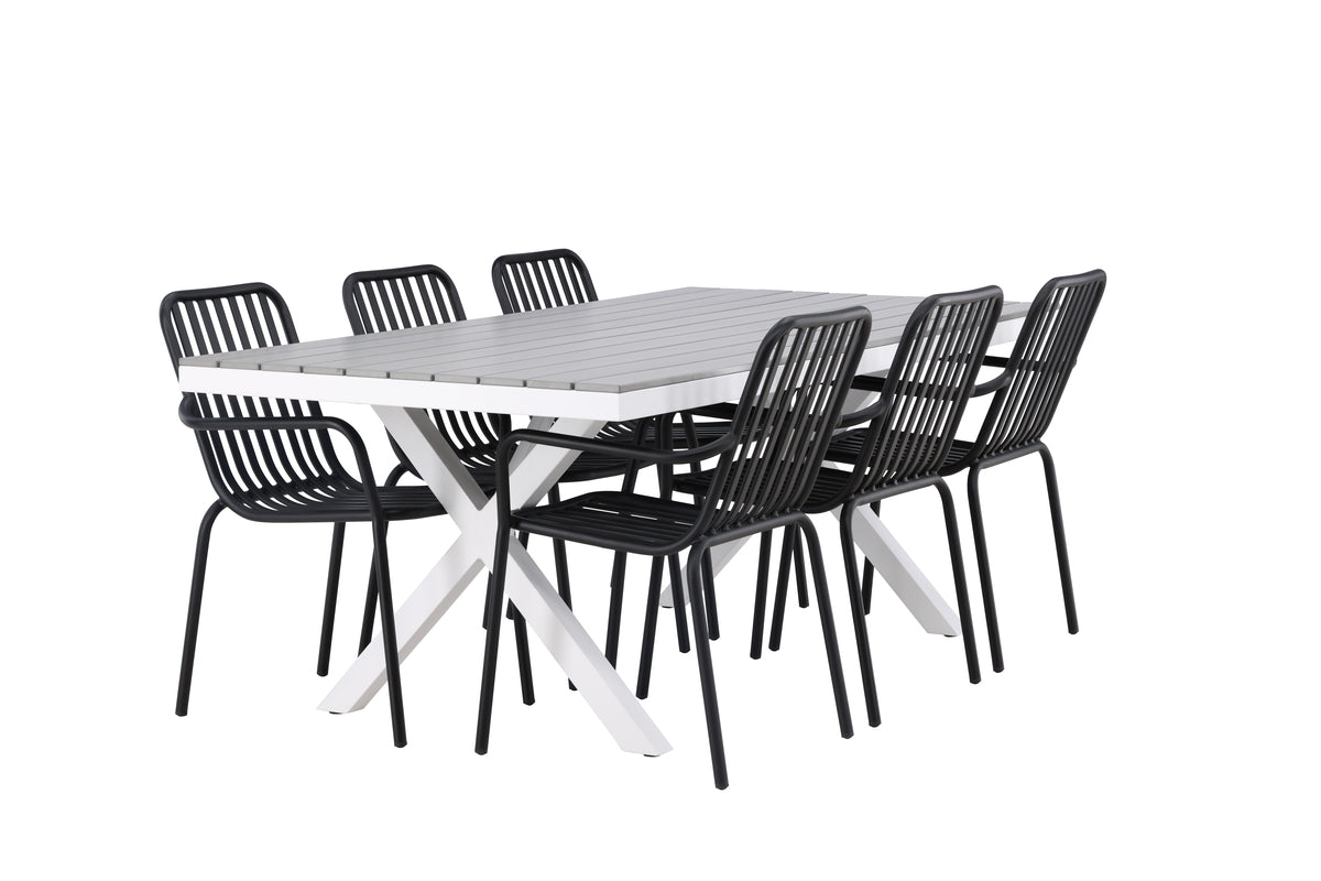 Rectangular Dining Table 74 x 200 x 100 Grey + Dining Chair 2-pack Black