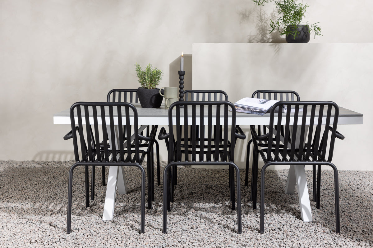Rectangular Dining Table 74 x 200 x 100 Grey + Dining Chair 2-pack Black