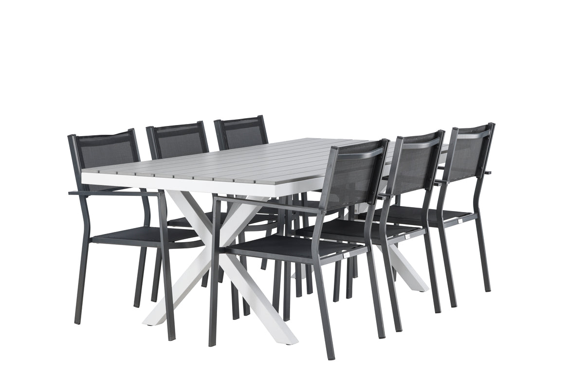 Dining Chair 2-pack Black + Rectangular Dining Table 74 x 200 x 100 Grey