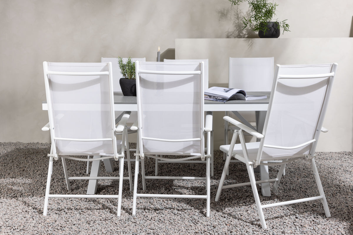 Rectangular Dining Table 74 x 200 x 100 Grey + Dining Chair 2-pack White