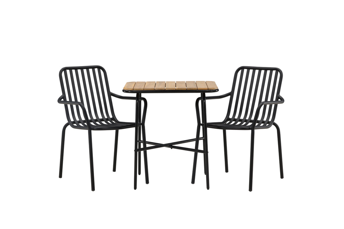 Cafe Table 74 x 70 x 88 Nature + Dining Chair 2-pack Black