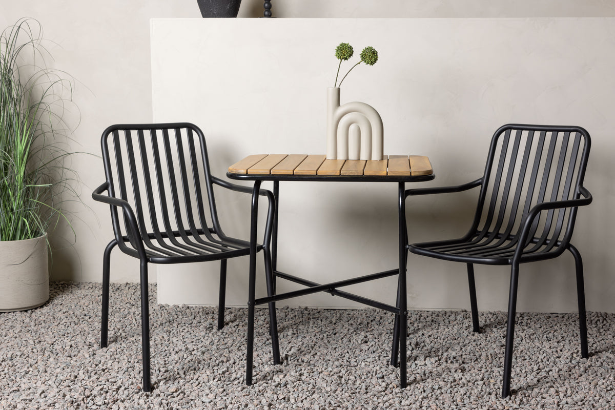 Cafe Table 74 x 70 x 88 Nature + Dining Chair 2-pack Black