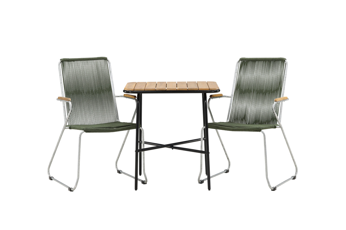 Cafe Table 74 x 70 x 88 Nature + Dining Chair 2-pack Green