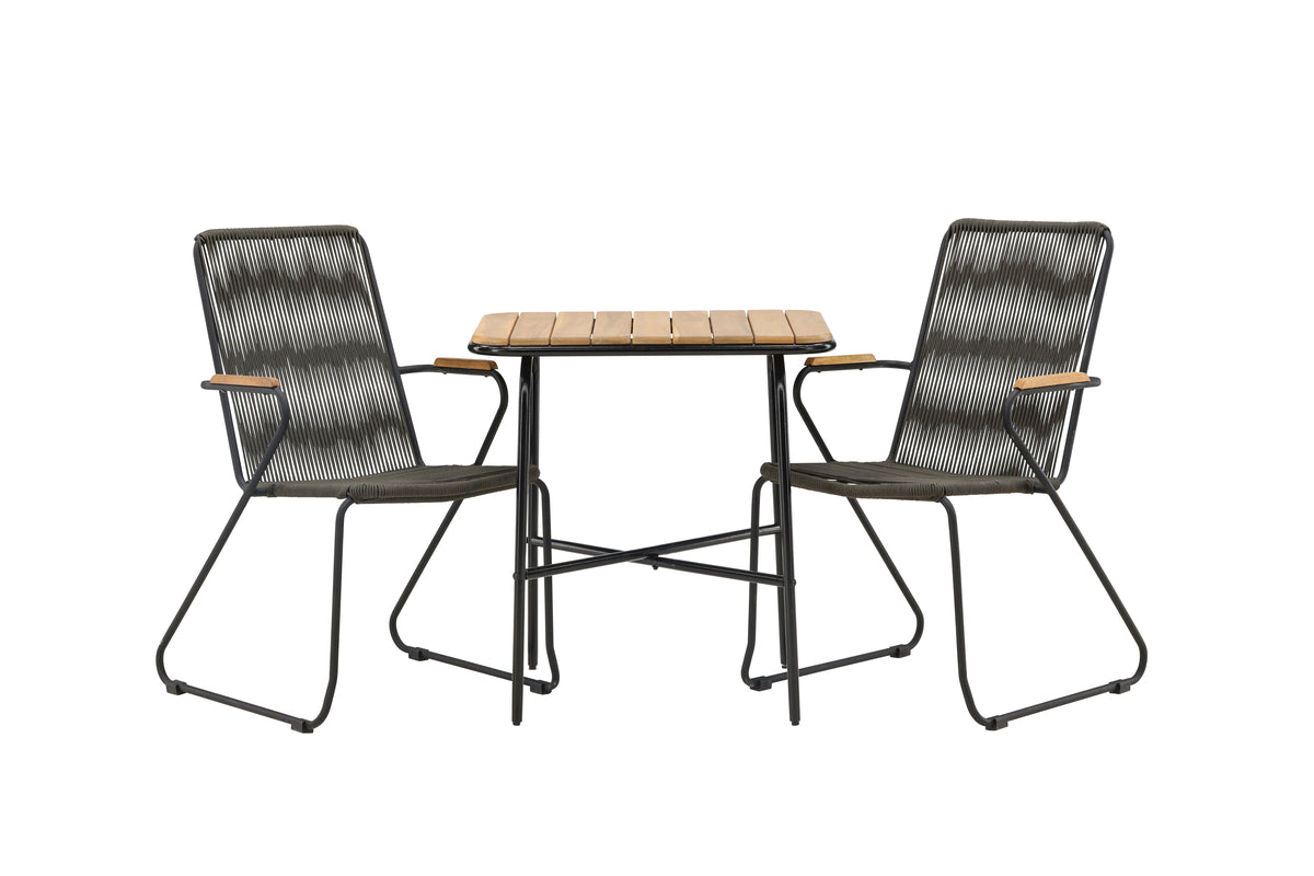 Cafe Table 74 x 70 x 88 Nature + Dining Chair 2-pack Dark Grey