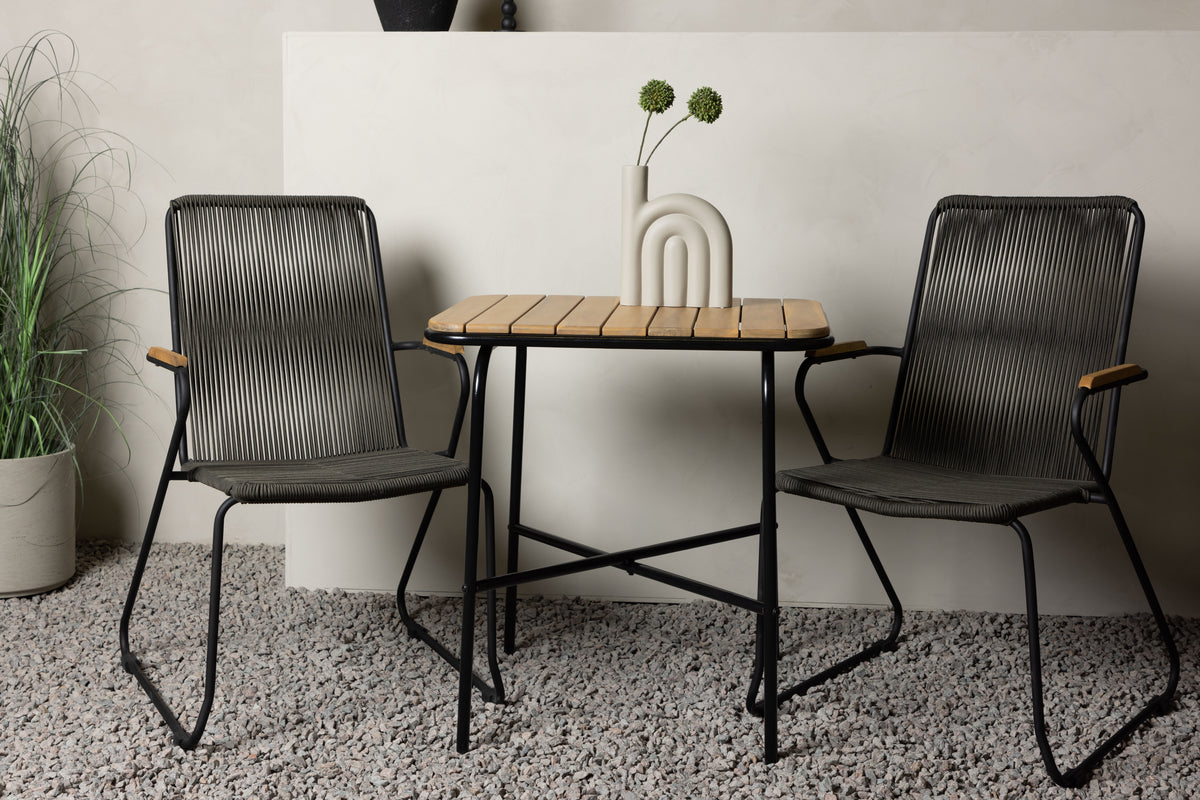Cafe Table 74 x 70 x 88 Nature + Dining Chair 2-pack Dark Grey
