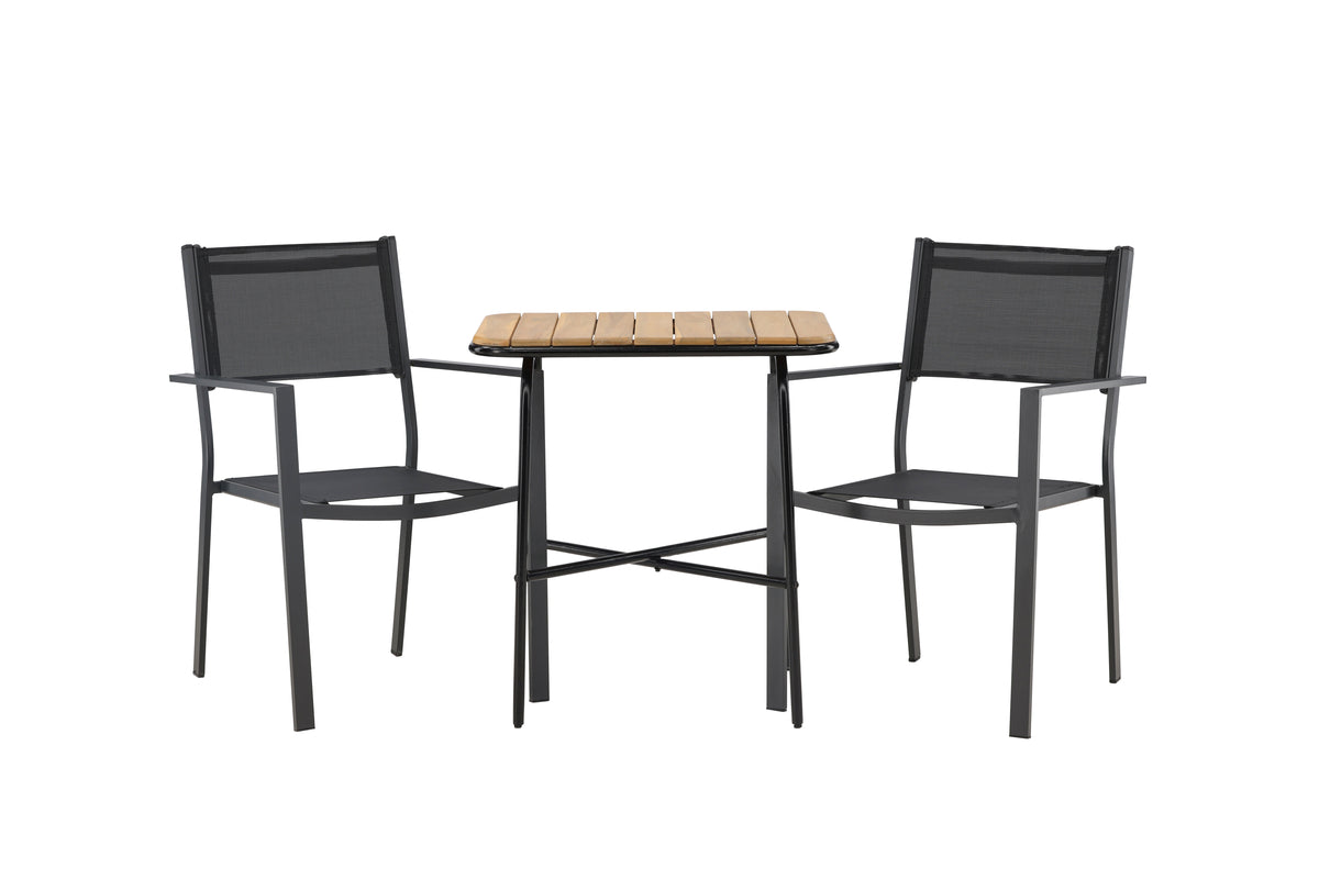 Dining Chair 2-pack Black + Cafe Table 74 x 70 x 88 Nature