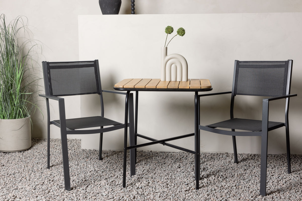 Dining Chair 2-pack Black + Cafe Table 74 x 70 x 88 Nature
