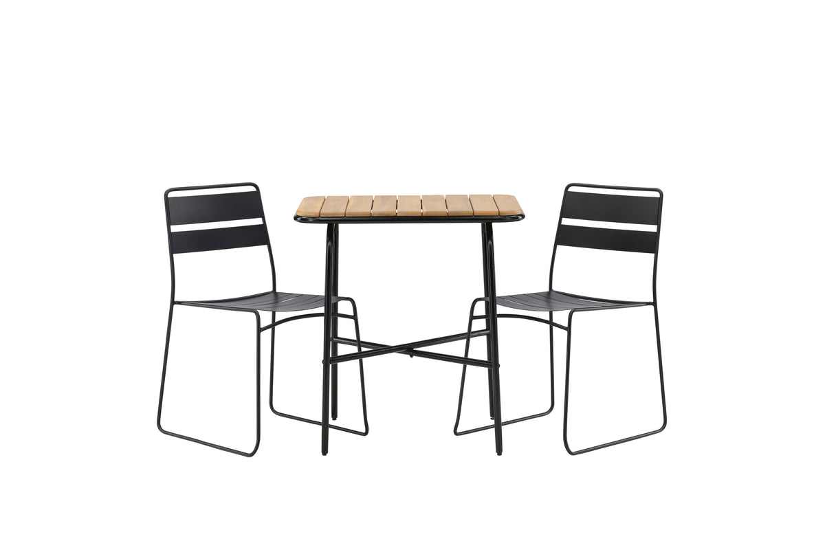 Dining Chair 2-pack Black + Cafe Table 74 x 70 x 88 Nature