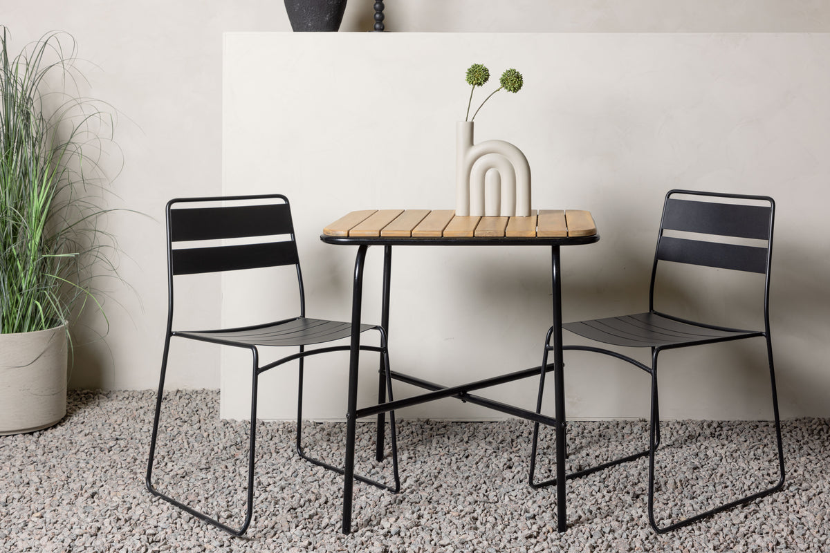 Dining Chair 2-pack Black + Cafe Table 74 x 70 x 88 Nature